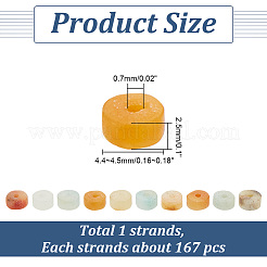 1連売り天然花アマゾナイトビーズ連売り  ヒシビーズ  フラットラウンド/ディスク  4~4.5x2.5mm  穴：0.7mm  約167個/連  15.43インチ（39.2cm）&nbsp;G-AR0005-85