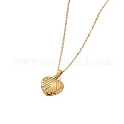 304 Stainless Steel Textured Heart Pendant Necklaces for Women&nbsp;WG102CD-01