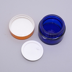 ガラスクリームジャー  ppネジカバー付き  詰め替え可能な化粧品ボトル  コラム  ブルー  52x39.5mm  穴：36mm  容量：30ml（1.01液量オンス）&nbsp;CON-WH0076-01B