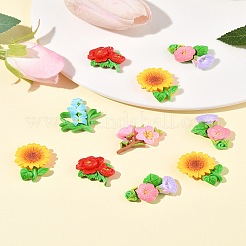 25個5スタイル不透明樹脂カボション  花  ミックスカラー  33~36x22~29mm  5個/スタイル&nbsp;RESI-FS0001-97