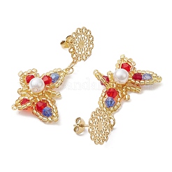 Glass Seed Beads Butterfly Stud Earrings&nbsp;EJEW-MZ00271-01