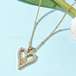 Brass Pave Clear Cubic Zirconia Heart Virgin Mary Pendant Necklaces for Women&nbsp;NJEW-D306-04G-A