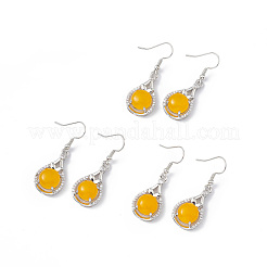 Gemstone Teardrop Dangle Earrings with Crystal Rhinestone&nbsp;EJEW-A092-02P