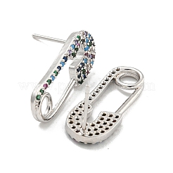 Rack Plating Brass Micro Pave Clear Cubic Zirconia Stud Earring&nbsp;EJEW-C102-03P