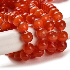 キャッツアイビーズ  ラウンド  レッドオレンジ  10mm  穴：0.8mm  約39個/連  15インチ&nbsp;CER10mm08