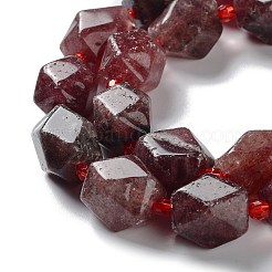 天然石ストロベリークォーツビーズ連売り  シードビーズで  多面カット  菱形  17~21x13~16x12~15mm  穴：1.2~1.4mm  約18~19個/連  15.35~15.79インチ（39~40.1cm）&nbsp;G-C182-14-02