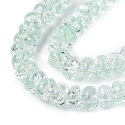 クラックル透明ガラスビーズ連売り  ロンデル  アクアマリン  8~8.5x3.5~5mm  穴：1~1.4mm  約76~86個/連  15.16~15.55インチ（38.5~39.5cm）&nbsp;GLAA-N069-02A-04