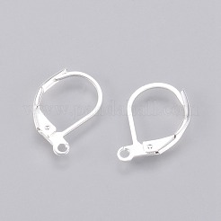 真鍮製フレンチフックピアスパーツ  カン付き  銀色のメッキ  サイズ：幅さ約11mm  長さ15.5mm  穴：2mm&nbsp;KK-B785-S-1