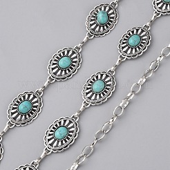 Synthetic Turquoise Oval Link Chains&nbsp;AJEW-WH0258-428