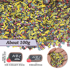 新学期シーズンのポリマー粘土カボション100g  ミックスカラー  ミックスカラー  混合図形  4~8.5x3~8x0.5mm  約5363個/1000g&nbsp;CLAY-SC0002-80