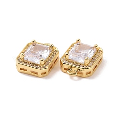 Octagon Rectangle Brass Micro Pave Cubic Zirconia Charms&nbsp;KK-G435-28G-02
