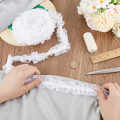 10M Cotton Mesh Pleated Elastic Lace Ribbon&nbsp;OCOR-DR0001-06