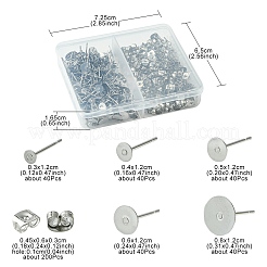 200Pcs 5 Sizes 304 Stainless Steel Stud Earring Findings&nbsp;STAS-YW0001-74P