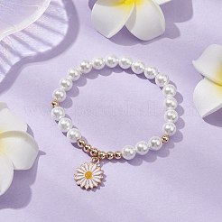 7mm Round Shell Pearl Beaded Stretch Bracelets&nbsp;BJEW-JB10650