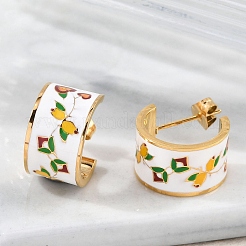 304 Stainless Steel Flower Stud Earrings For Women&nbsp;EJEW-B114-03G