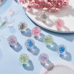 10 個 5 色 UV メッキレインボー虹色アクリルビーズ  ツートンカラーの二層ビーズ  ローズ  ミックスカラー  15.5x16x15mm  穴：3mm  2個/カラー&nbsp;OACR-YW0001-56
