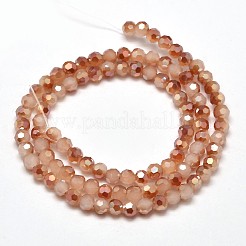 Faceted Round Half Rainbow Plated Imitation Jade Electroplate Glass Beads Strands&nbsp;X-EGLA-J130-HR05