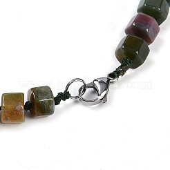 Natural Indian Agate Hexagon Prism Graduated Beaded Necklaces for Women Men&nbsp;NJEW-K388-03T