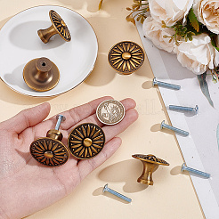 Round with Flower Alloy Cabinet Pull Handle&nbsp;FIND-WH0173-535