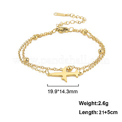 Airplane 201 Stainless Steel Link Chain Double Layer Anklets for Women&nbsp;FS-WG6A3D0-02