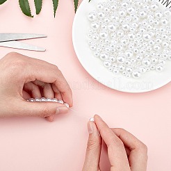パール調アクリルビーズ  染め  ラウンド  ホワイト  4~12mm  穴：1~2.7mm  800個/セット&nbsp;OACR-SC0001-001