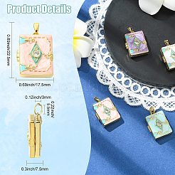 4Pcs 4 Colors Brass Micro Pave Cubic Zirconia Locket Pendants&nbsp;KK-CJ0005-55