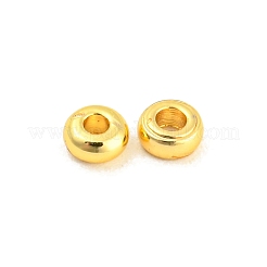 真鍮フラットラウンドスペーサービーズ  ゴールドカラー  3x1.5mm  穴：1mm&nbsp;KK-M085-19G-NR