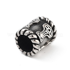 304ステンレススチールヨーロピアンビーズ  大穴ビーズ  コラム  アンティークシルバー  15.5x12.5mm  穴：8mm&nbsp;STAS-I205-03AS