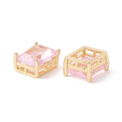 ラックメッキ真鍮ガラスマルチ連リンク  長持ちメッキ  カドミウムフリー＆鉛フリー  長方形  18KGP本金メッキ  パールピンク  12x10.5x7mm  穴：4x1mm&nbsp;ZIRC-I057-30G-05