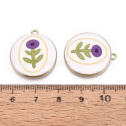 Printed Alloy Enamel Pendants&nbsp;ENAM-N072-03KCG-03