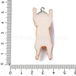 不透明樹脂ペンダント  犬  プラチナ鉄ループ付き  砂茶色  49x18.5x11.5mm  穴：2mm&nbsp;CRES-D309-03P-D