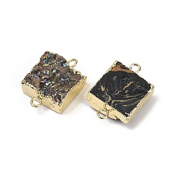 Electroplated Natural Druzy Agate Connector Charms&nbsp;G-R012-01G