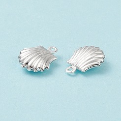 304ステンレススチールチャーム  中空ホタテ形  銀  14x11x4.5mm  穴：1mm&nbsp;STAS-H413-12S