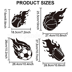 4Pcs 4 Styles Sport Ball PET Hollow Out Drawing Painting Stencils&nbsp;DIY-MA0004-14
