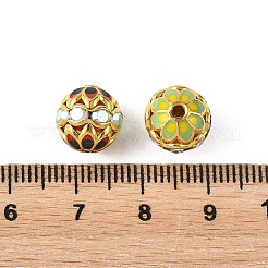 真鍮、合金、ラインストーン、エナメルビーズ  長持ちメッキ  ラウンド  ミックスカラー  ゴールドカラー  10mm  穴：1.4mm&nbsp;RB-CBA973B-11B-G