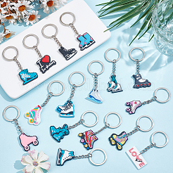 16Pcs 16 Styles Sports Theme PVC Plastic Keychains&nbsp;KEYC-SP0001-69