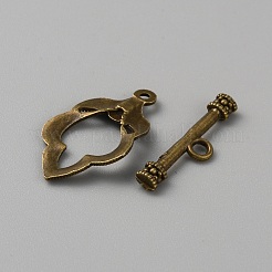 チベット風合金マンテル  花  アンティークブロンズ  リング：約27x17.5x2.5mm  穴：1.6ミリメートル;バー：7x24.5x3ミリメートル  穴：2mm&nbsp;FIND-WH0110-997B-AB