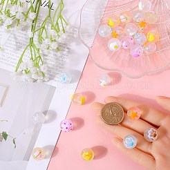 40個10色透明アクリルビーズ  蓄光  ラウンド  暗闇の中で輝く  ミックスカラー  15~16.5x14.5~15mm  穴：3mm  4個/カラー&nbsp;OACR-SC0001-25