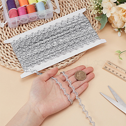 ポリエステルメタリックリボン  衣服、カーテン、枕、工芸品、装飾用  銀  3/8インチ（10mm）&nbsp;DIY-WH0542-01A-01