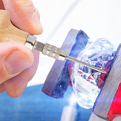 23個の鉄製ビーズツールセットダイヤモンドセッティングビーズツールグレイバービーダー  木製ハンドル付き  DIYクラフトジュエリー作りに  プラチナ  6x0.25cm&nbsp;TOOL-WH0002-18