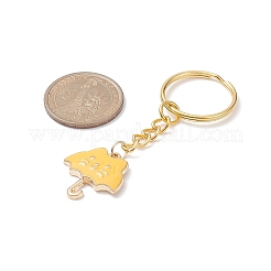 合金エナメルペンダントキーホルダーセット  304ステンレススチール製金具付き  猫の傘  ミックスカラー  7.5cm  6個/セット&nbsp;KEYC-JKC00475