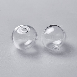 手作り吹きガラスグローブボールボトル  片穴  ガラスバイアルペンダント用  ラウンド  透明  16mm  穴：2mm&nbsp;BLOW-16-1
