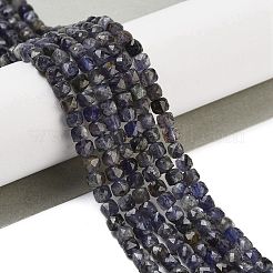 天然のアイオライトビーズ連売り  多面カット  キューブ  3.5~4.5x3.5~4x3.5mm  穴：0.6mm  約103~106個/連  15.55'~15.75''（39.5~40センチメートル）&nbsp;G-H042-A52-02
