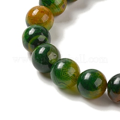 天然石瑪瑙ビーズ連売り  染め＆加熱  ラウンド  濃い緑  8mm  穴：1.2mm  約48個/連  14.57''（37センチメートル）&nbsp;G-P516-A01-B01
