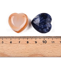 天然石と合成石のミックスハートビーズ  染めと染めの混合  24.5~25.5x23.5~25x10~14mm  穴：1.4~3.5mm&nbsp;G-N344-30