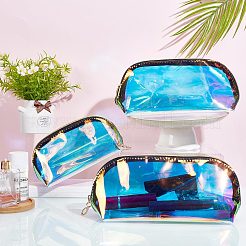 3個 3スタイル レーザー ポータブル TPU 透明 防水 メイクアップ 収納バッグ  多機能ウォッシュバッグ  プルチェーン付き  クリアAB  18.5~24.8x7.5~8.4x9~10.5cm  1個/スタイル&nbsp;MRMJ-CP0001-16