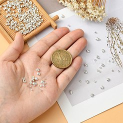 300 個 3 スタイル鉄 & 真鍮つぶし玉カバー  銀  2~3x2~3mm  穴：1.2~1.5mm  100個/スタイル&nbsp;KK-YW0002-16