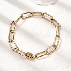 304 Stainless Steel Paperclip Chains Bracelets for Women&nbsp;BJEW-K237-21G
