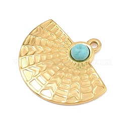 Bohemian Style 304 Stainless Steel with Synthetic Turquoise Pendants&nbsp;STAS-G381-02G-01