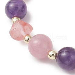 Cherry Quartz Glass & Natural Quartz & Natural Amethyst Stretch Bracelets for Women&nbsp;BJEW-JB13190